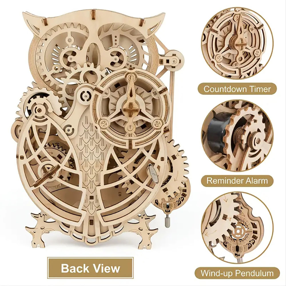 3D Wooden Puzzle For Adults Owl Clock Model Kit Desk Clock Home Decor Unique Gift For Kids On Birthday/Christmas Day