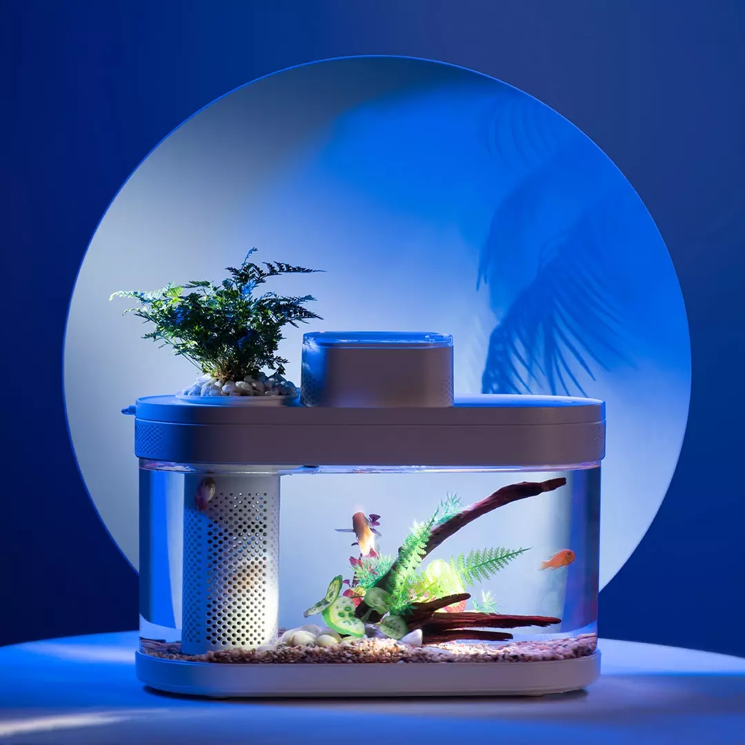 Descriptive Geometry DESGEO C180 9L Aquarium Pro Smart Feeder 7 Colors LED Light Self Cleaning Filtration Mini Aquarium With Mijia App Control