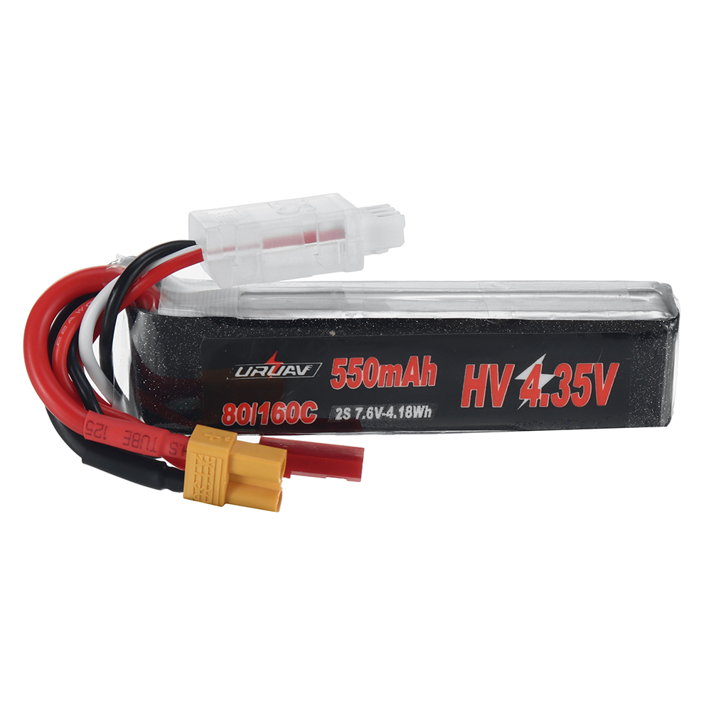 URUAV Power 7.6V 550mAh 80C/160C 2S HV 4.35V LiPo Battery XT30 Plug for RC Drone