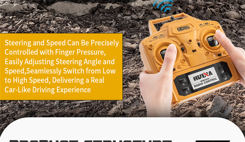 HUINA 1538 1/14 2.4G 26CH Semi-alloy RC Car Grabbing Wood Dump Truck 3-in-1 Vehicle Model RTR