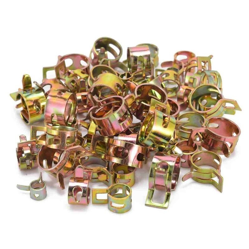 60PCS 6/9/10/12/14/15MM Galvanized Clamp and Hoop Combined with Colorful Galvanized Hose Clamp Elastic Laryngeal Cuff