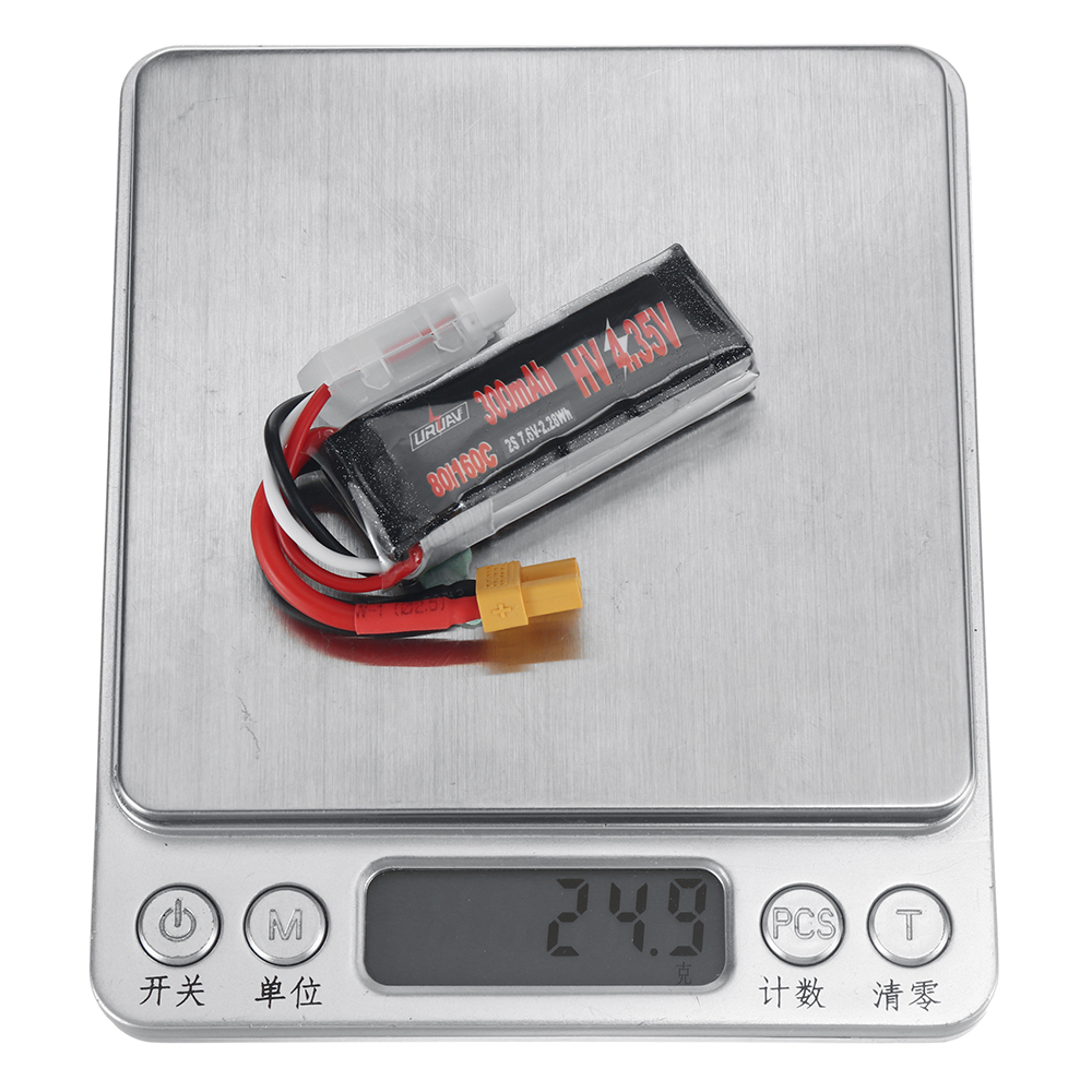 URUAV Power 7.6V 300mAh 80C/160C 2S HV 4.35V LiPo Battery XT30 Plug for RC Drone