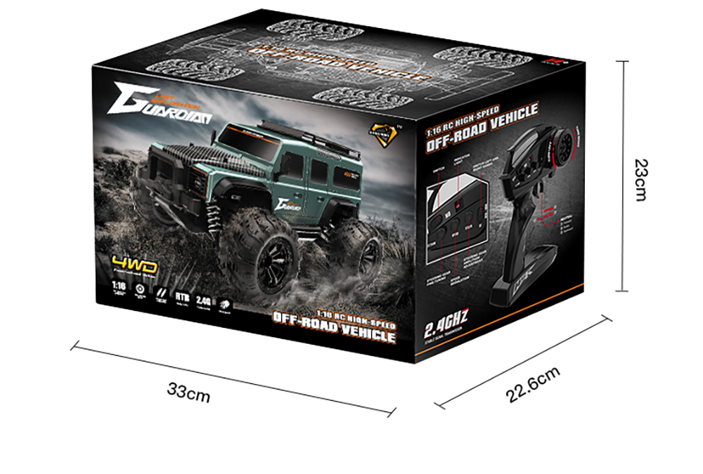 Funsky G2201 2.4G 1/16 4WD RC Car With LED Light High Speed Desert Truck Vehicle Models
