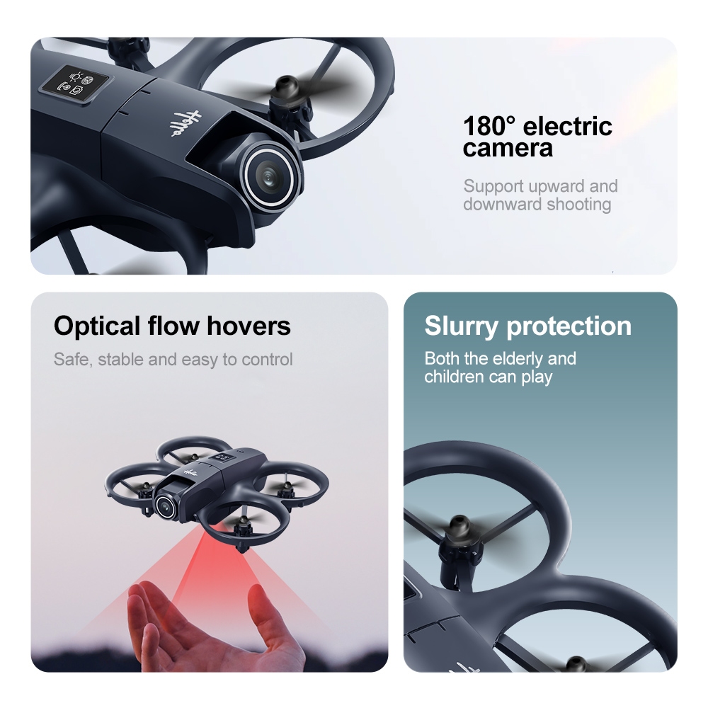 ZFR E66 AIR MINI WiFi FPV with 4.3inch Display Dual Camera 180° Electrically Adjustable Optical Flow Hover Automatic Obstacle Avoidance Circle Protection Kids Gifts 2.4G 4CH 6-Axis Remote Control RC Toys Drone Quadcopter RTF