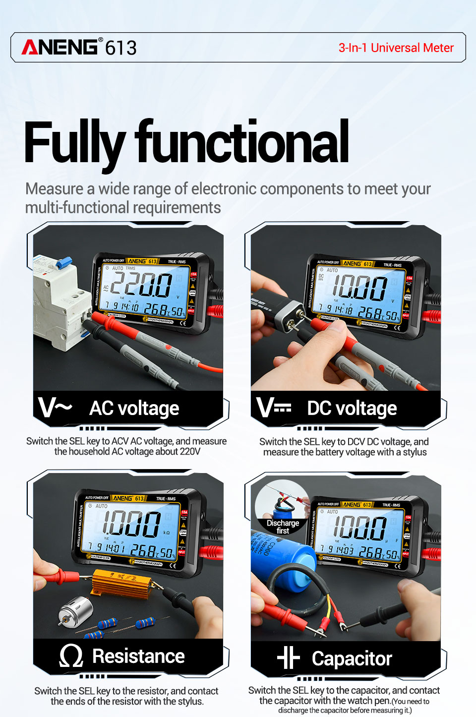ANENG 613Pro Smart Multiméter praktikus használat