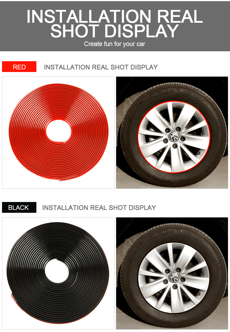 8M Roll Rim Blades Car Vehicle Color Wheel Rims Protectors Decor Strip Tire Guard Line Rubber Mounding Trim Tire Guard Line