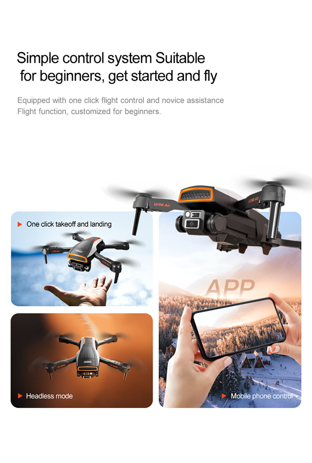 XLURC LC50 WiFi FPV with ESC Adjustable HD Dual Camera 360° Obstacle Avoidance Optical Flow Positioning Highlight LED Light Foldable RC Drone Quadcopter RTF