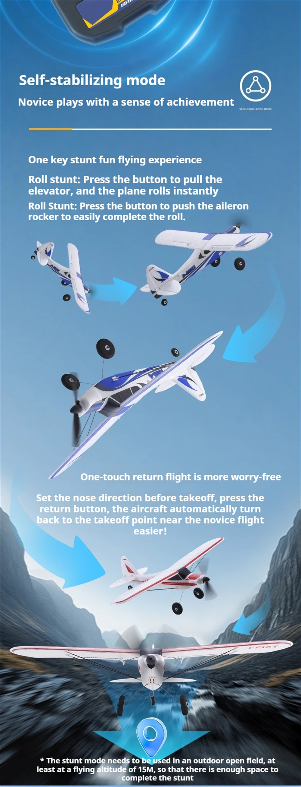 FMS PA-18 500mm Wingspan 2.4GHz 4CH Built-in Gyro EPP RC Airplane Fixed Wing RTF for Beginners