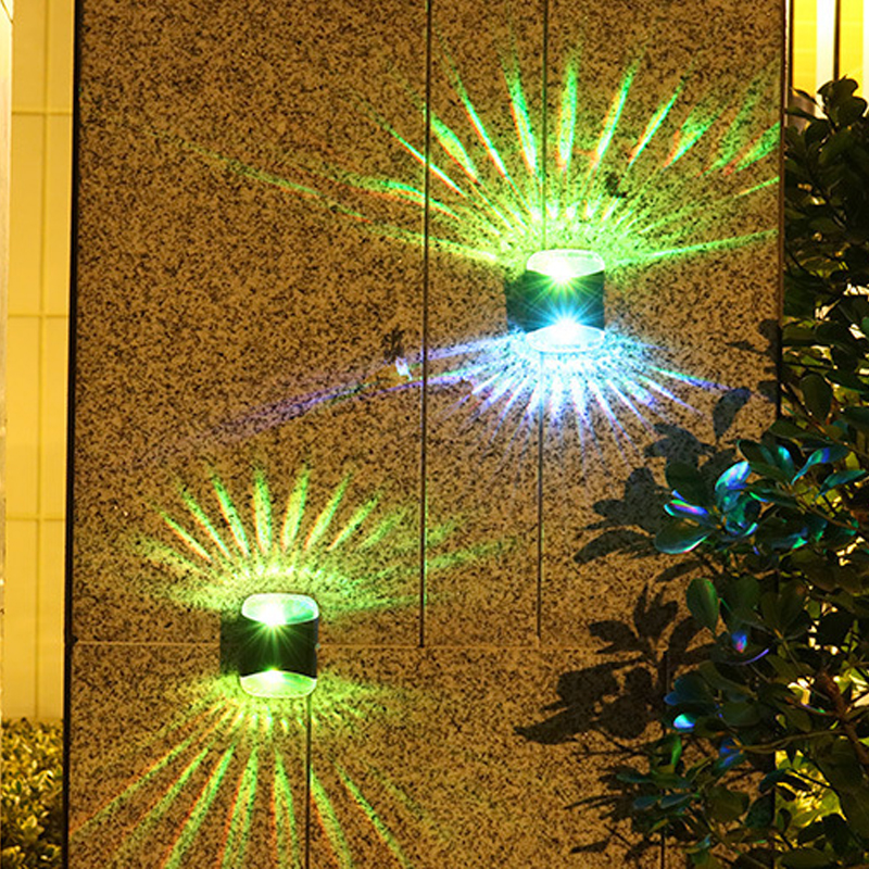 4Pcs LED Solar Wall Lamp Waterproof Outdoor Garden Wall Light Solar Powered Lamp Up And Down Luminous Yard Porch Balcony Decoration-4PCS
