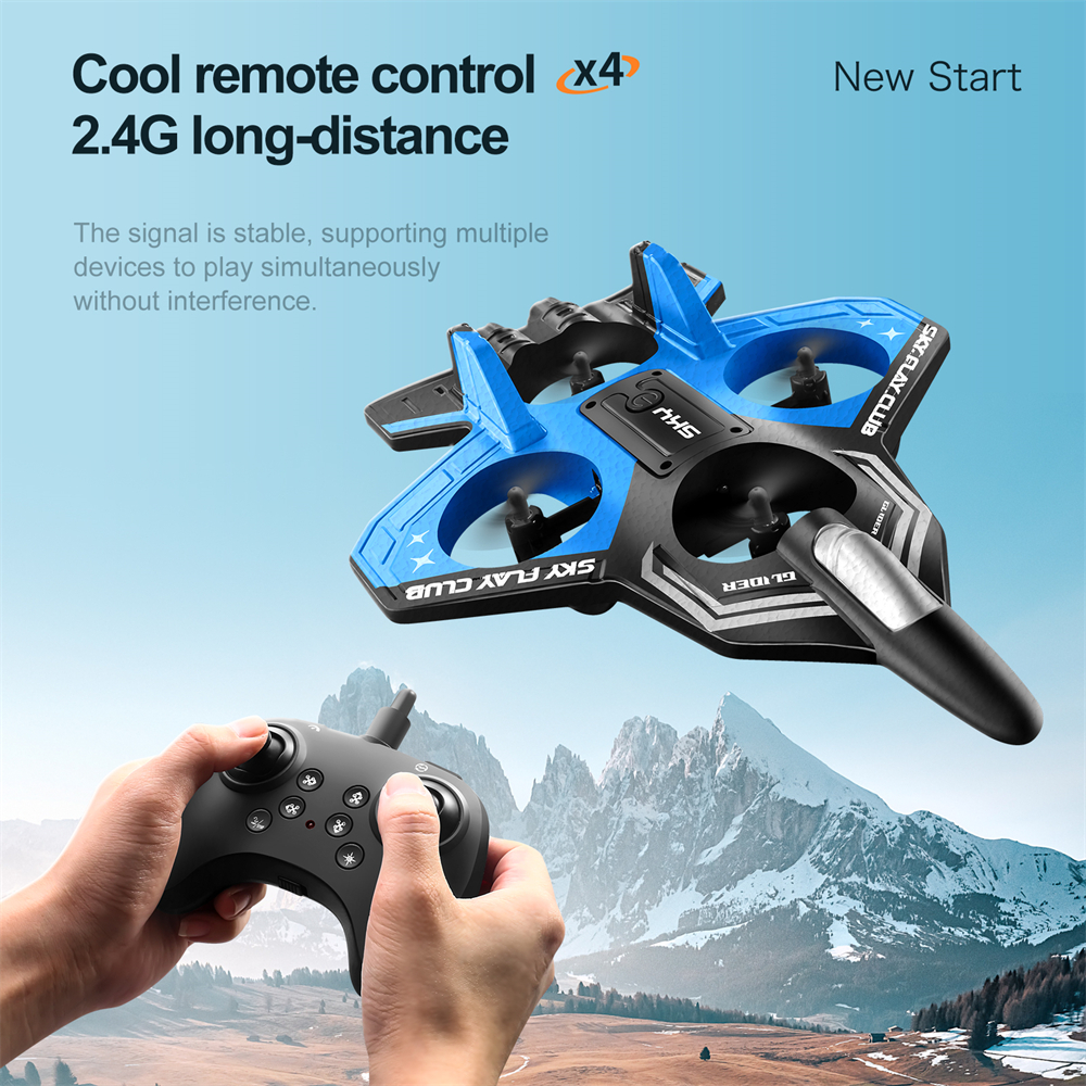 YLR/C S83 2.4G EPP Glider Altitude Hold Mode 360° Roll 4 Motors 4CH LED RC Drone Airplane Quadcopter Stunt Fighter RTF