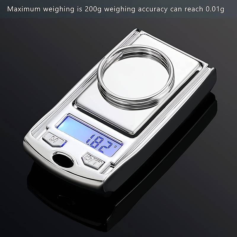 1PCS 0.01g Accuracy Mini Electronic Digital Pocket Scale 100g 200g  Key Style Portable Precision Weighing LCD Backlit Display For Jewelry Gold Sterling Jewelry Herb Food