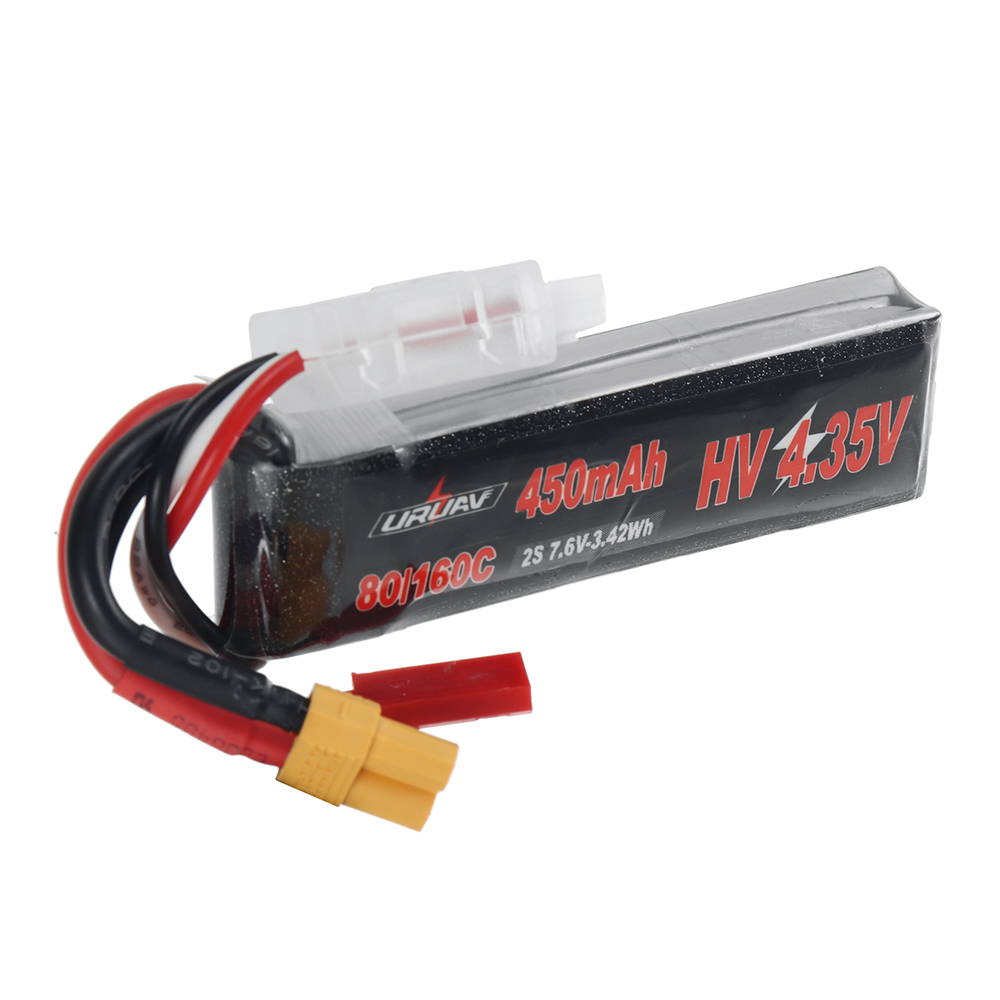 URUAV Power 7.6V 450mAh 80C/160C 2S HV LiPo Battery XT30 Plug for RC Drone