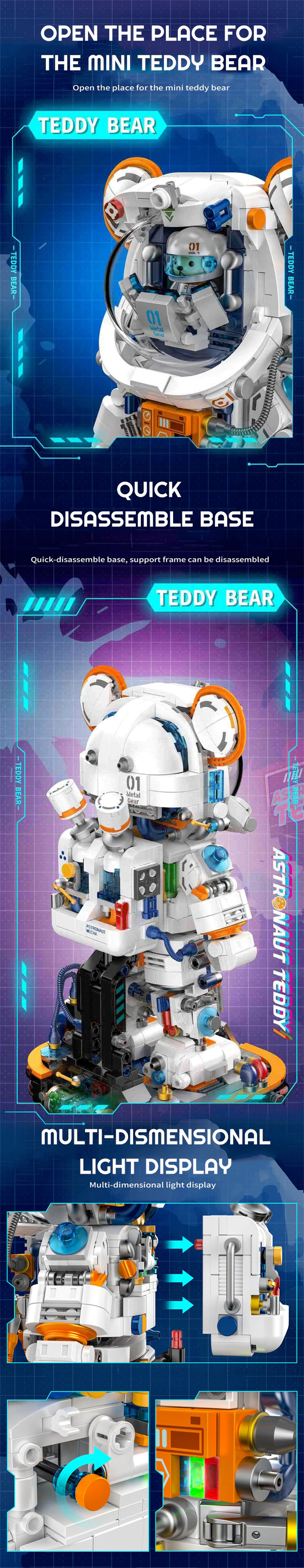 881302 宇宙飛行士 ブロック 組み立てキット LED付き シティ スペース