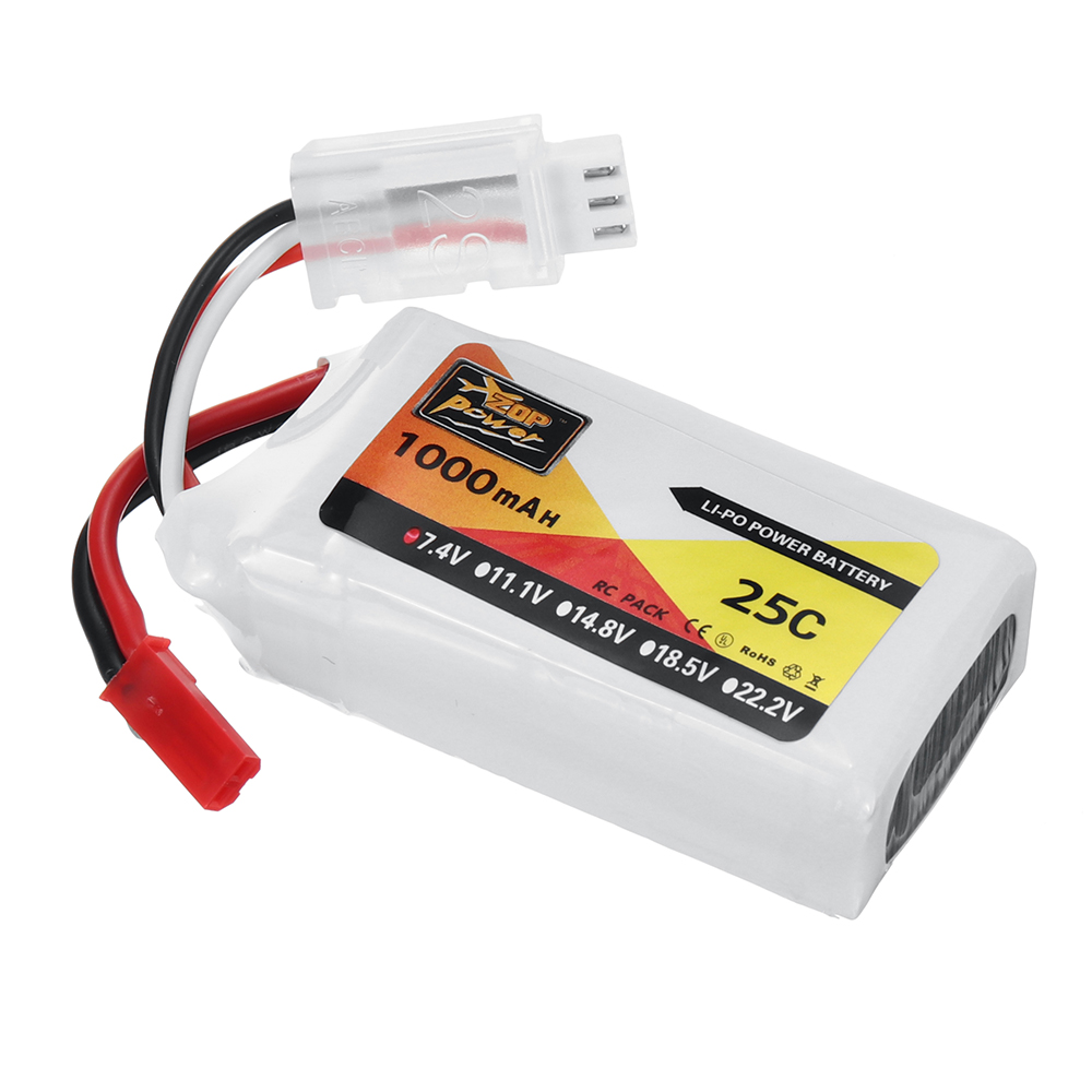 ZOP Power 7.4V 1000mAh 25C 2S LiPo Battery JST Plug for RC Drone