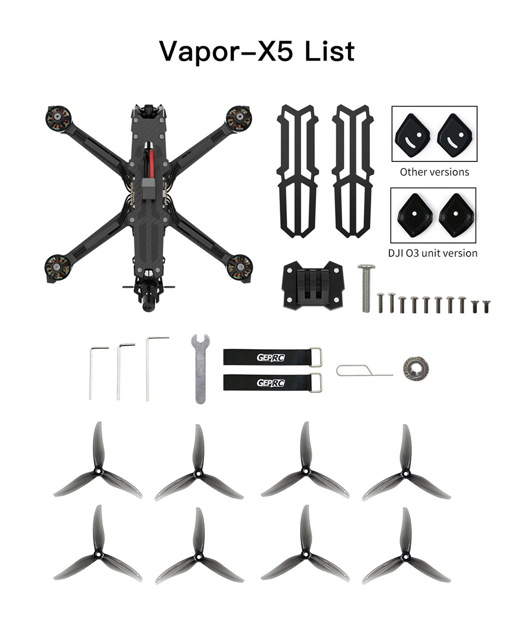 GEPRC Vapor X5 230mm 5 Inch 6S GPS Freestyle RC FPV Racing Drone PNP BNF with DJI O3 Digital Air Unit / Runcam Link WASP