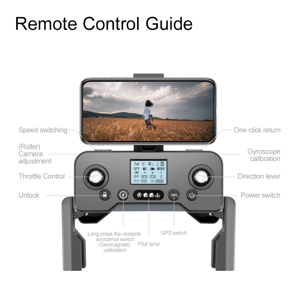 WLRC V198 PRO MAX GPS 5G WiFi FPV with 1080P HD Dual Camera Servo Gimbal 360° Obstacle Avoidance Optical Flow Hover Brushless Foldable RC Drone Quadcopter RTF