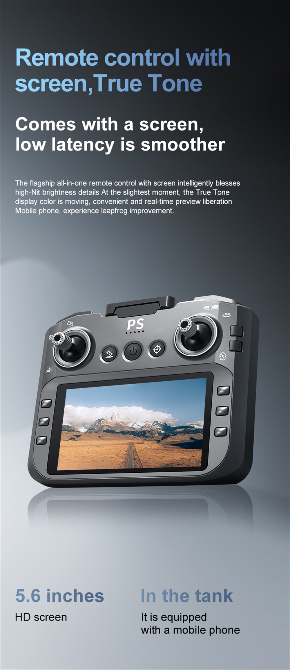 PJC D13 WiFi FPV with 5.6inch LCD Screen Controller 720P HD Dual Camera Servo Gimbal 360° Obstacle Avoidance Brushless Foldable RC Drone Quadcopter RTF
