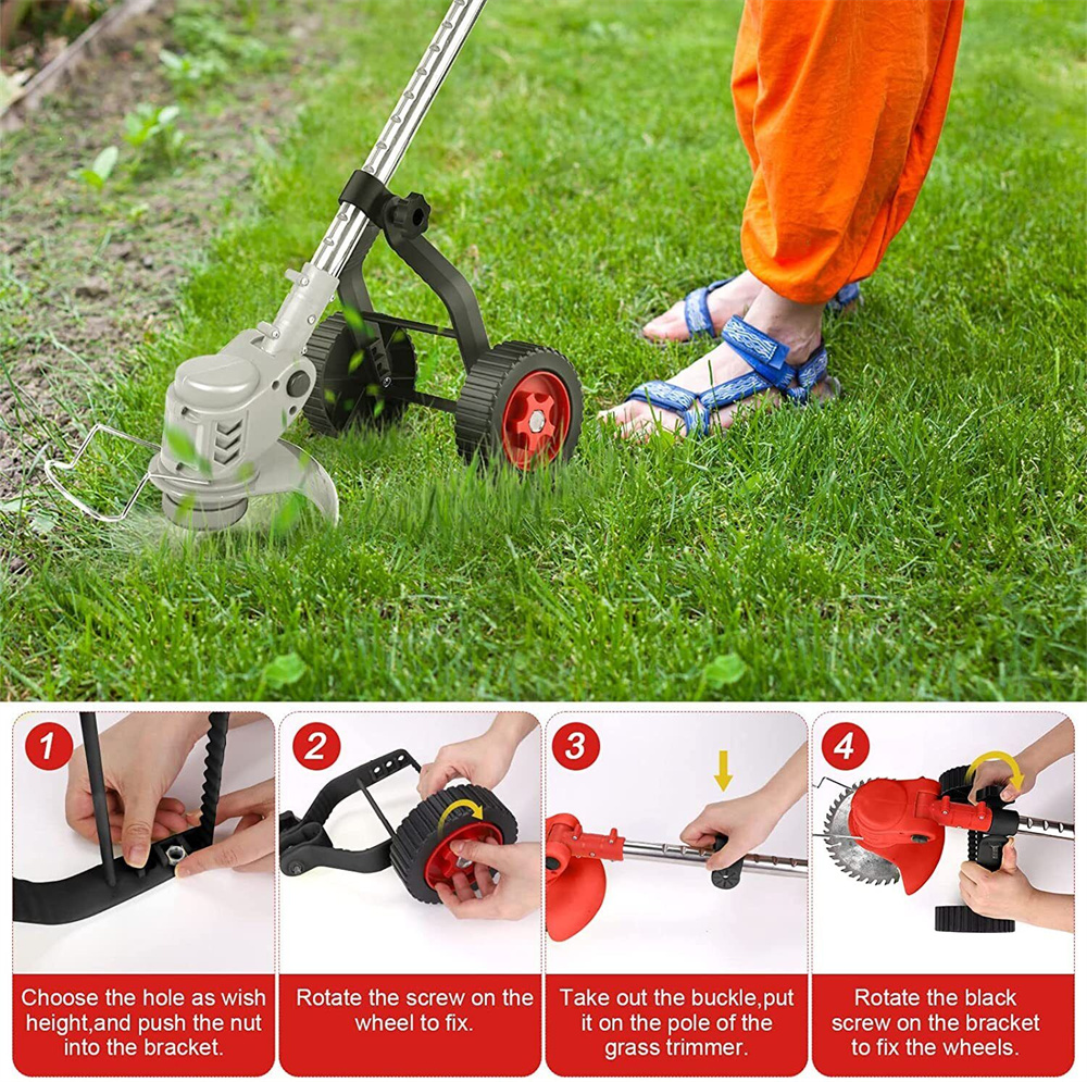 Universal String Trimmer Grass Eater Weed Cutter Adjustable Support Wheels Set for cordless grass trimmer free shipping