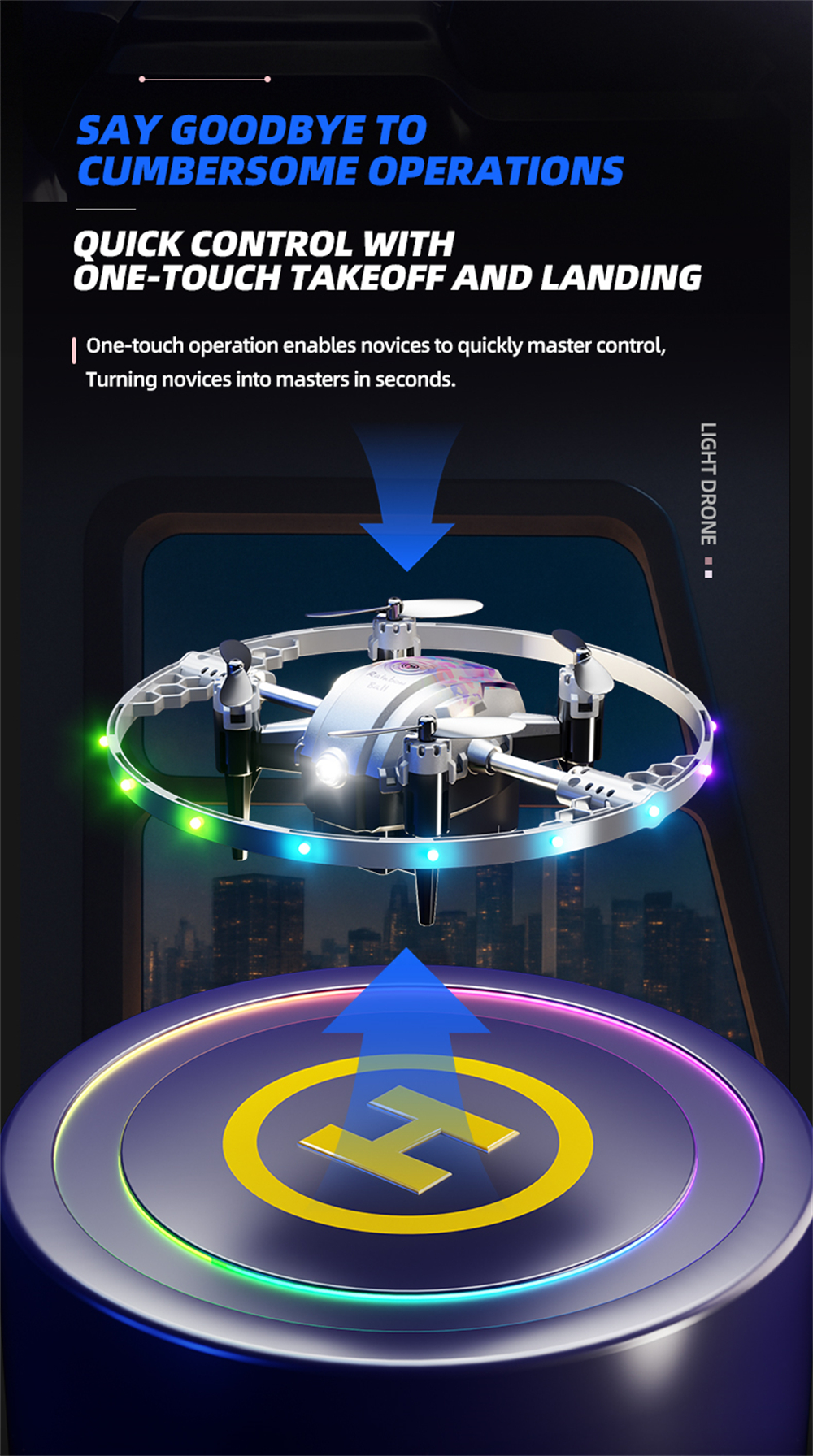 JJRC H131 AURORA BALL Stunt Light Ring 360° Spin Altitude Hold Mode RGB Color LED Circle Protection Kids Gifts 2.4G 4CH 6-Axis Remote Control RC Toys Drone Quadcopter RTF