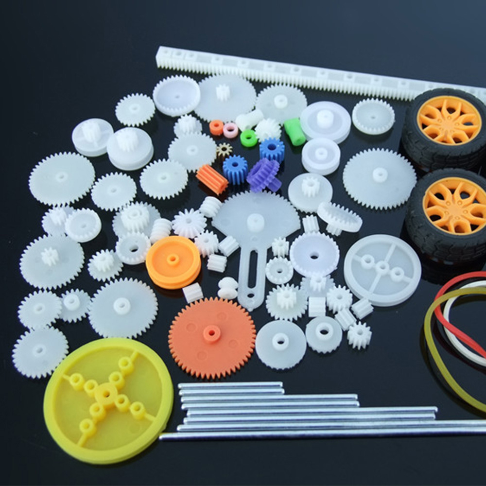 78Pcs Motor Gears Kits Plastic Spindle Worm Gear Set Robot Pulley Shaft Axle Belt Bus Assembly for Toy Automobile Cars DIY Kit Model Parts Assortment Accessories