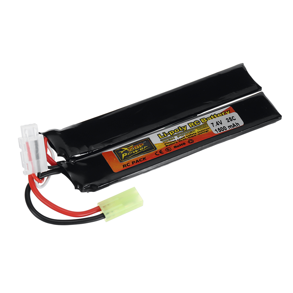 ZOP Power 7.4V 1500mAh 25C 2S LiPo Battery Tamiya Plug With T Plug Adapter Cable for RC Car