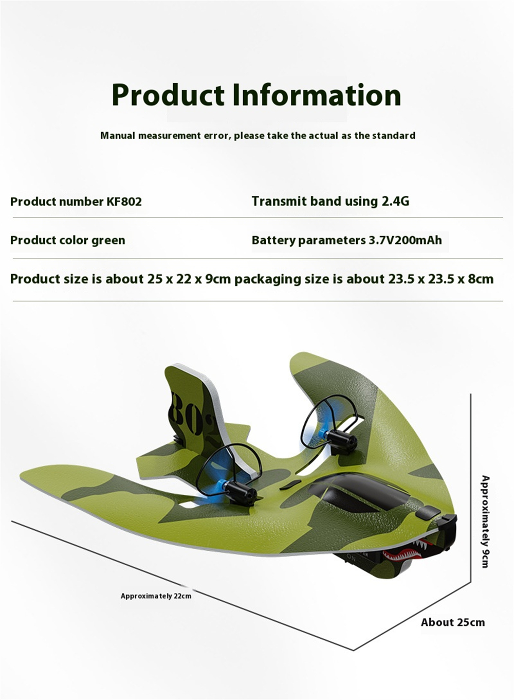 KF802 2.4GHz 4CH 220mm Wingspan Hand Throw Delta Glider Mini Indoor & Outdoor RC Airplane RTF for Beginner Children Toys