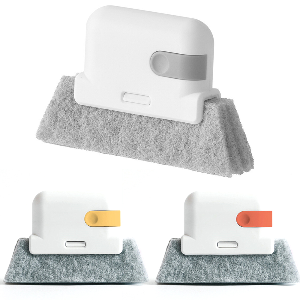 2-in-1 Cleaning Brush, Universal Gap Cleaner with Durable PP Handle & Scouring Pad Available in Grey Yellow Red Perfect Tool for Home Cleaning