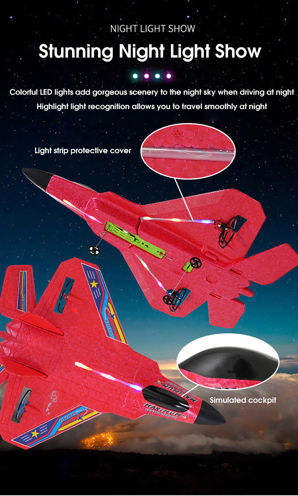 YJ630 320mm Wingspan 2.4G 2CH Built-in Gyro EPP RC Airplane Glider Jet RTF With LED Lights for Beginners