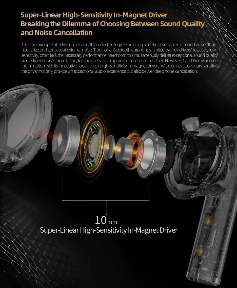 Herní režim s nízkou latencí 55 ms se sluchátky KZ Carol Pro.