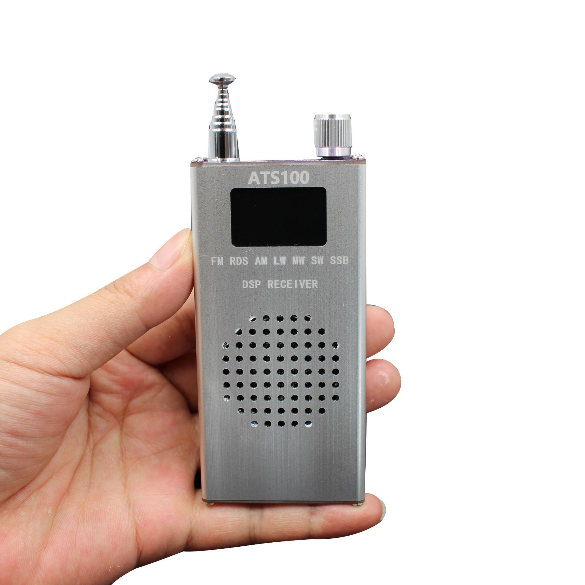 ATS100 SI4732 Portable Radio Receiver FM AM LW MW SW SSB LCD Display Whip Antenna In-Built Lithium Battery Compact Design