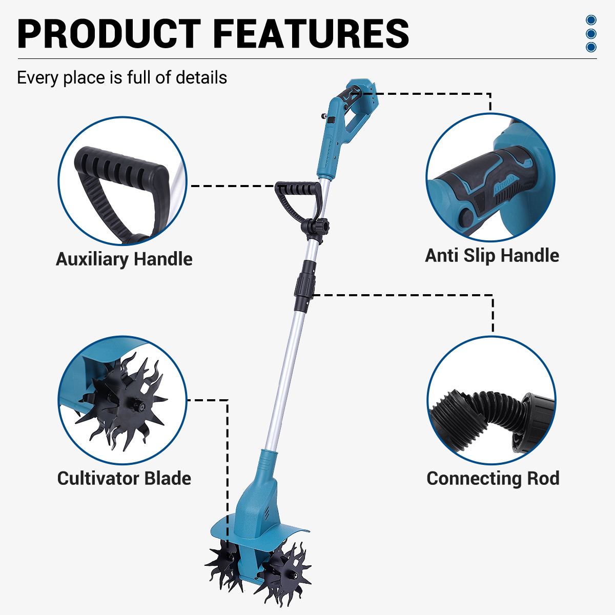 Новый электрический культиватор Drillpro — больше никаких копаний и рыхлений 3 Стальные зубья диаметром 150 мм электрического культиватора Drillpro в работе.