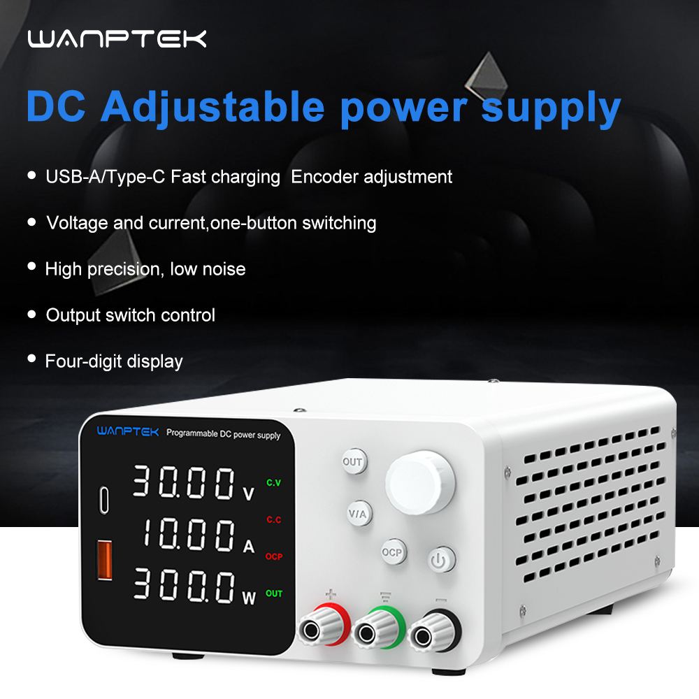 WANPTEK Lab Bench Power Supply 300W Laboratory Switching Power Supply Unit 30V 10A Adjustable Digital Source 60V 5A Voltage Stabilizer
