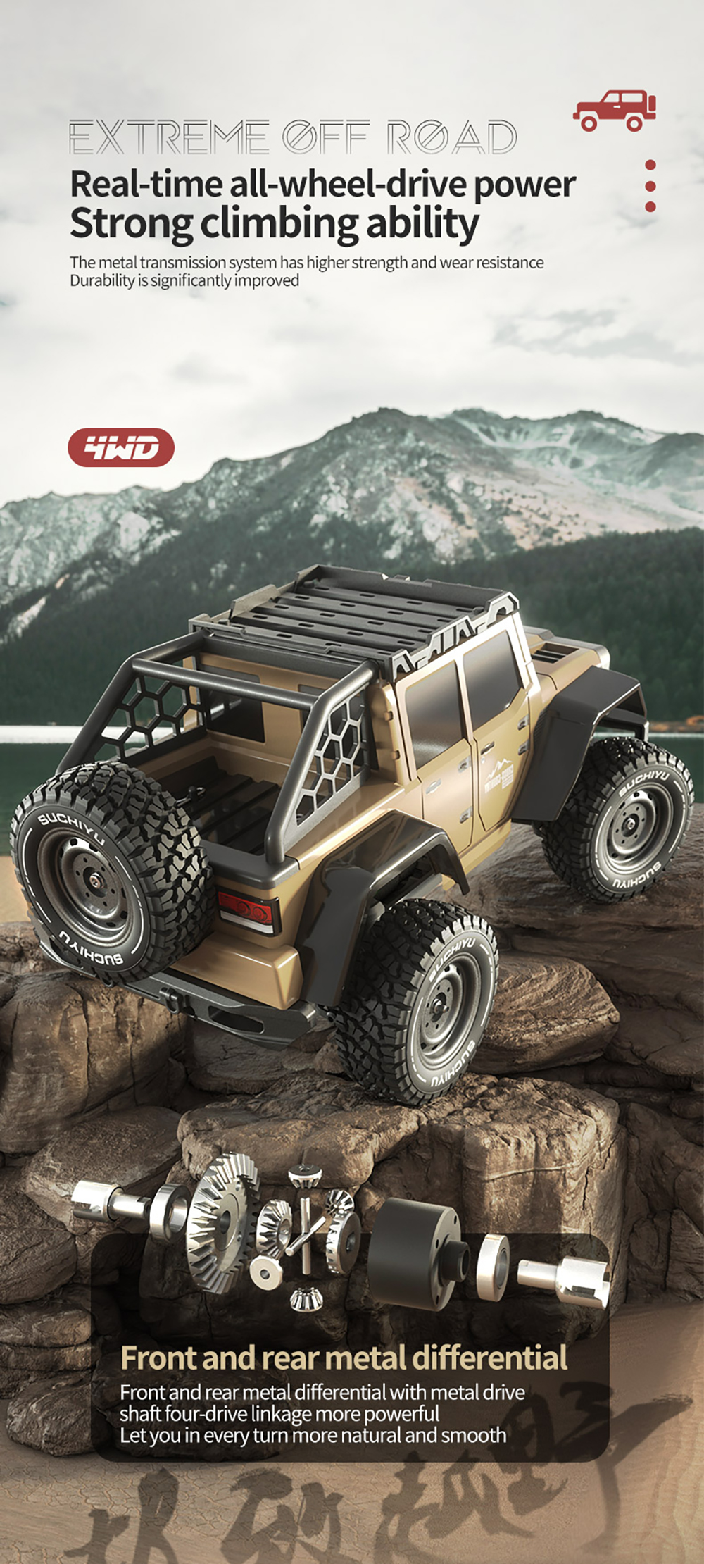 SCY 16104 1/16 2.4G 4WD RC Car Led Headlights High Speed Off Road Desert Truck Vehicle Models