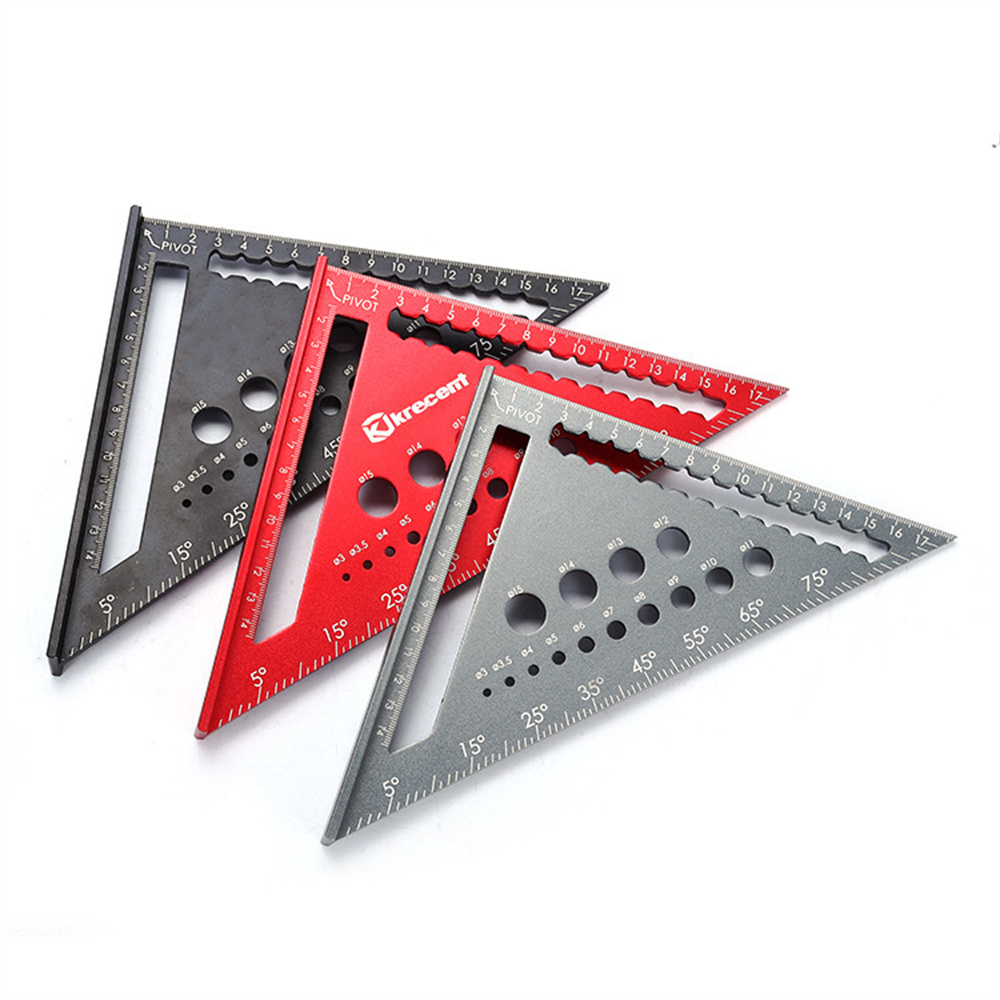 Woodworking Tools Aluminum Alloy Triangle Ruler Hole Square 45 90 Degree Angle Square High Precision Measurement