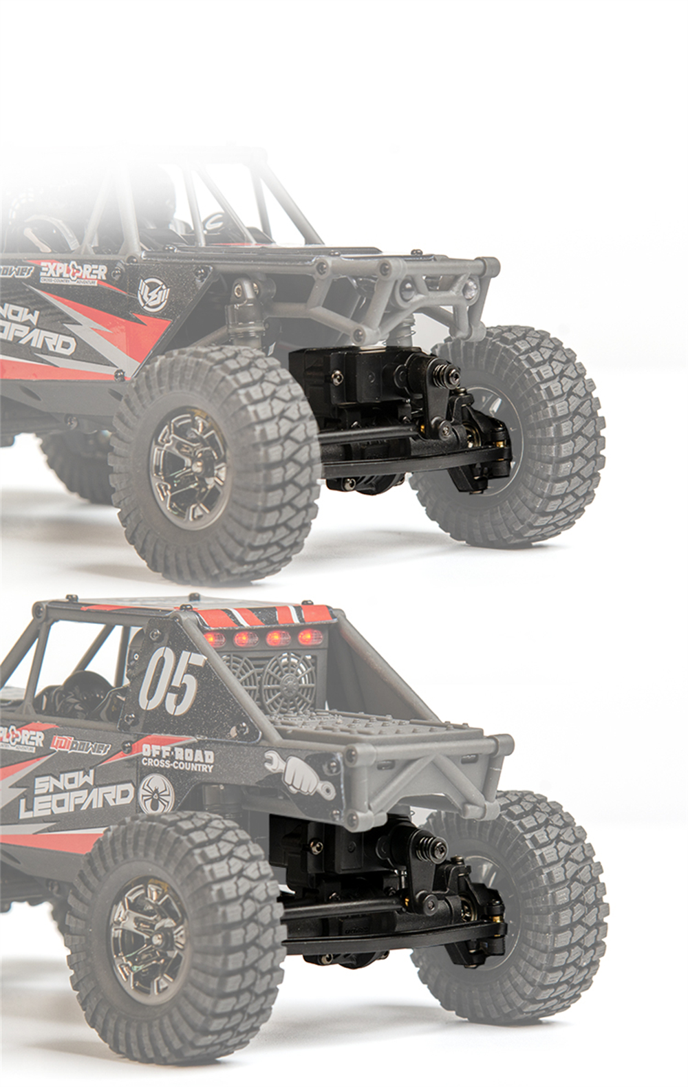 UDIRC UCX2405 UCX2405 PRO RTR 1/24 2.4G 4WD RC Car Rock Crawler Off-Road Climbing Cage Trail Truck Snow Leopard LED Light Full Proportional Vehicles Models Oil Filled Shocks Toys