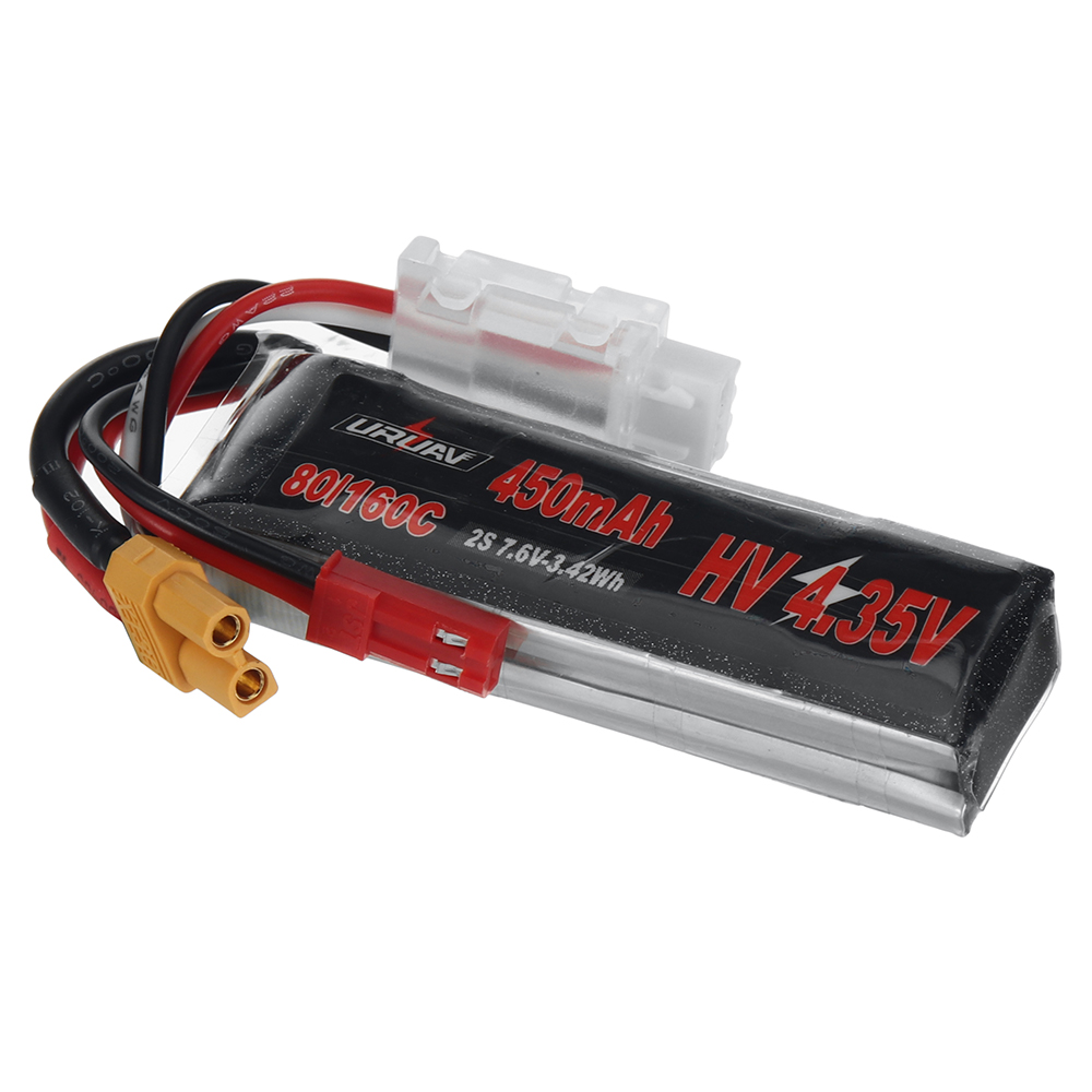 URUAV Power 7.6V 450mAh 80C/160C 2S HV LiPo Battery XT30 Plug for RC Drone