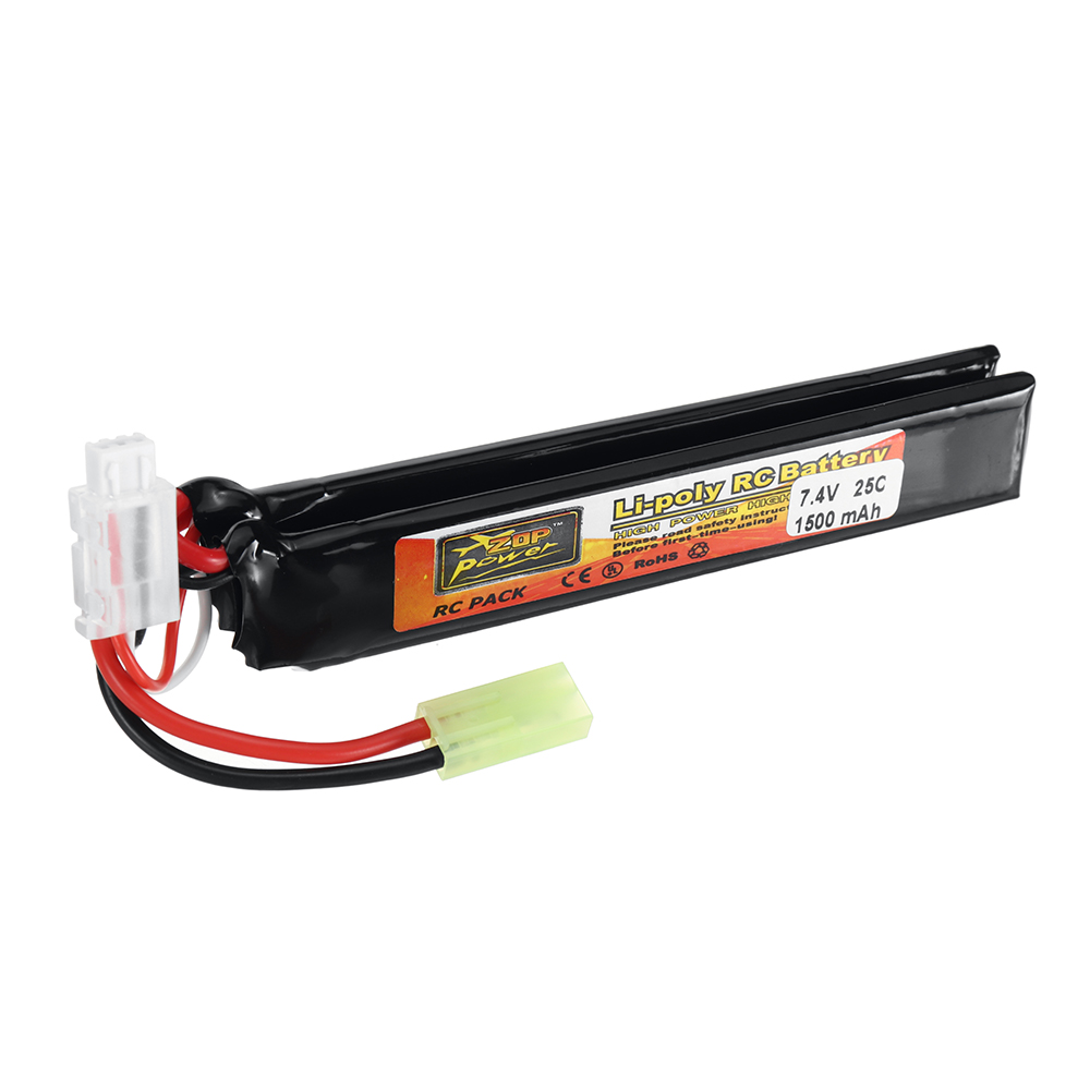 ZOP Power 7.4V 1500mAh 25C 2S LiPo Battery Tamiya Plug With T Plug Adapter Cable for RC Car