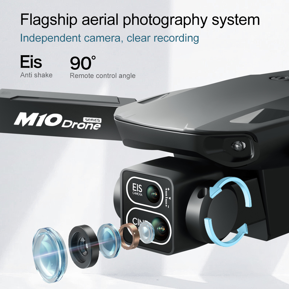 WLRC M10 WiFi FPV with 5.6inch Photographable Detachable Display Screen Controller Dual Camera Servo Gimbal Optical Flow Hover Brushless Foldable RC Drone Quadcopter RTF