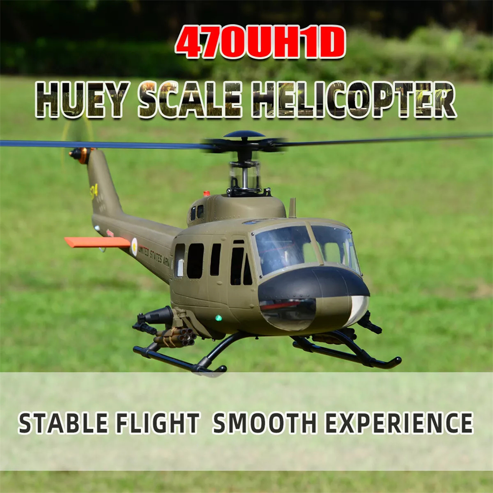 ROBAN 470 Class UH-1D 2.4G 10CH GPS Stabilized Scale Flybarless RC Helicopter RTF With X2 Flight Controller