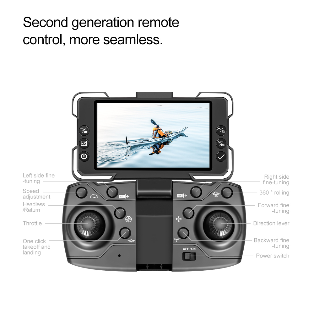 WLRC M10 WiFi FPV with 5.6inch Photographable Detachable Display Screen Controller Dual Camera Servo Gimbal Optical Flow Hover Brushless Foldable RC Drone Quadcopter RTF