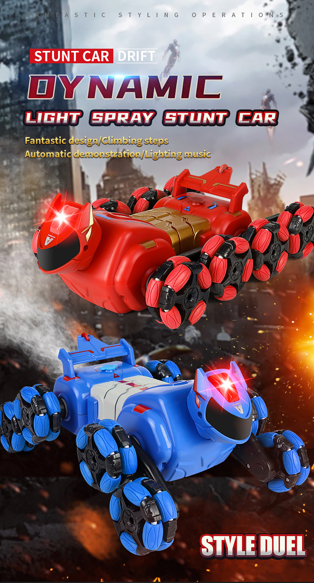 JC015 4WD RC Car Robot Dog Music Light Stunt Remote Control Car off-Road Control Boys Toys for Children Gifts
