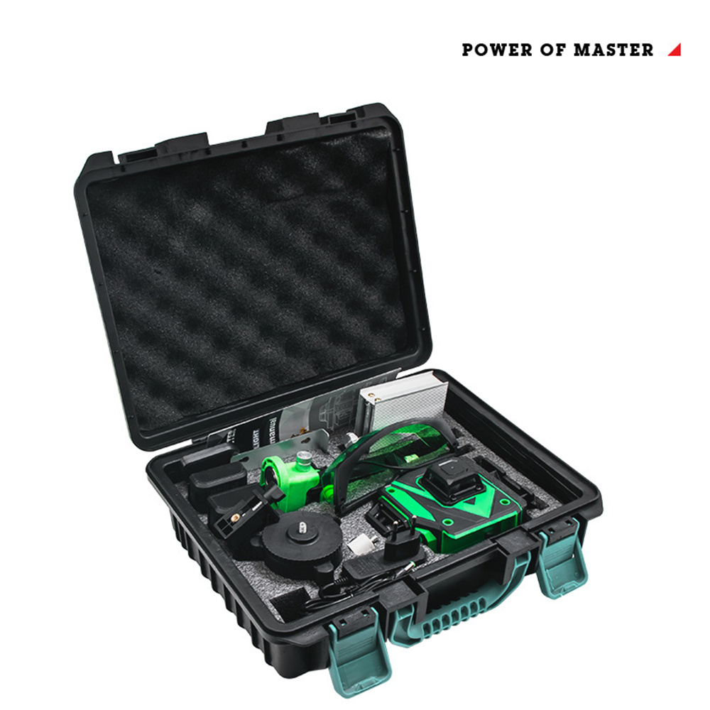 HILDA 16 Line Green Light Laser Level Double Batteries Meter Automatic Leveling Adjustable Precision EU Plug for Construction