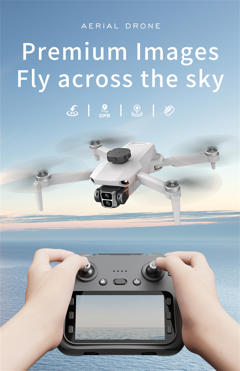 LYZRC L106-1 GPS 5G WiFi FPV with 5.9inch LCD Screen Controller 720P HD Dual Camera Servo Gimbal 360° Obstacle Avoidance Brushless Foldable RC Drone Quadcopter RTF