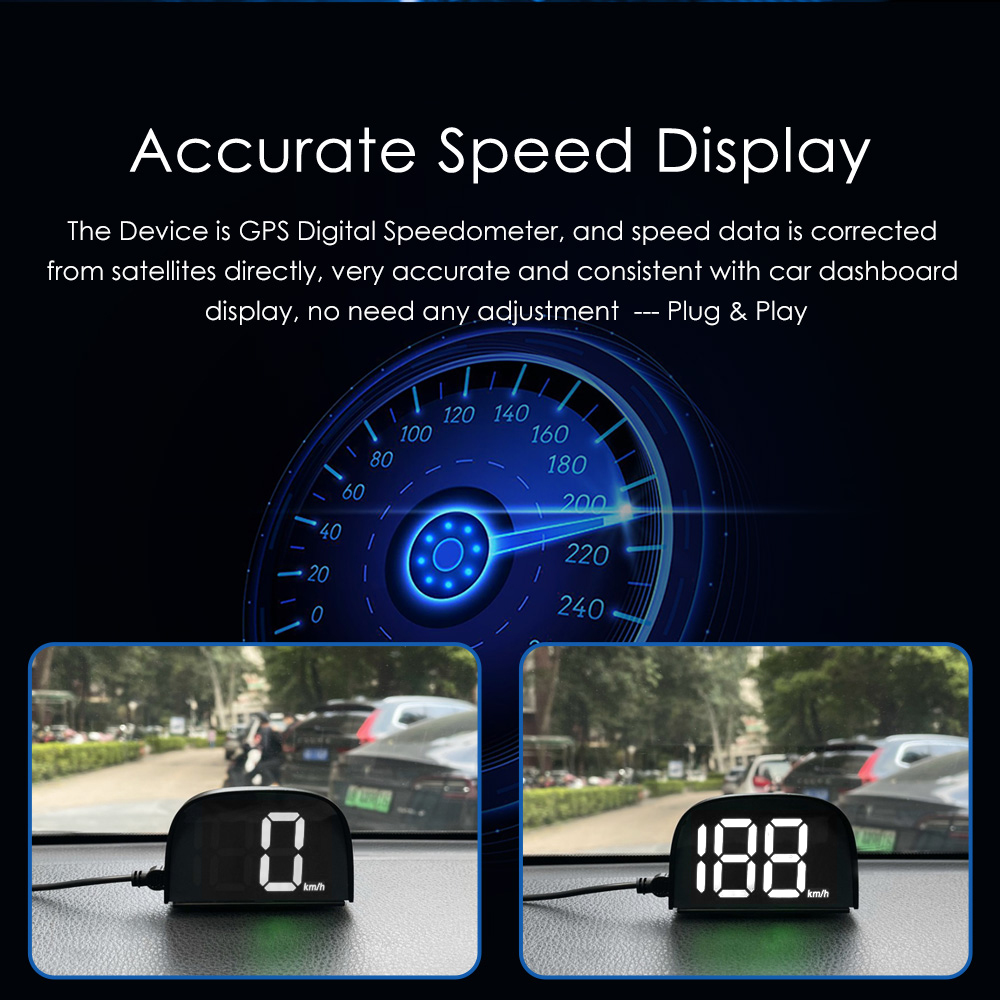 Universal Car GPS HUD Digital Speedometer Display White Light Plug and Play Big Font Car Electronics Accessories