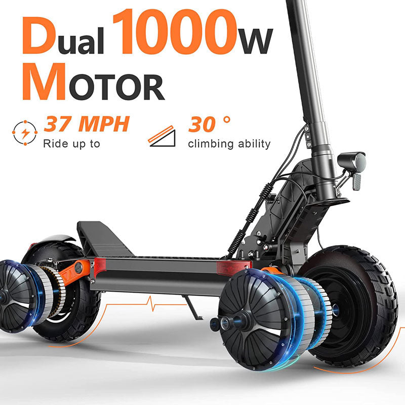 [US DIRECT] Teewing S10 60V 18Ah 1000W*2 Dual Motor 10 Inch Electric Scooter 60KM Range 120KG Max Load