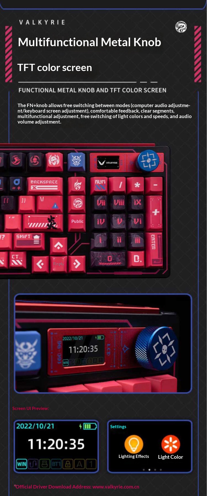 VALKYRIE VK99 三モード機械式ゲーミングキーボード TFTディスプレイと