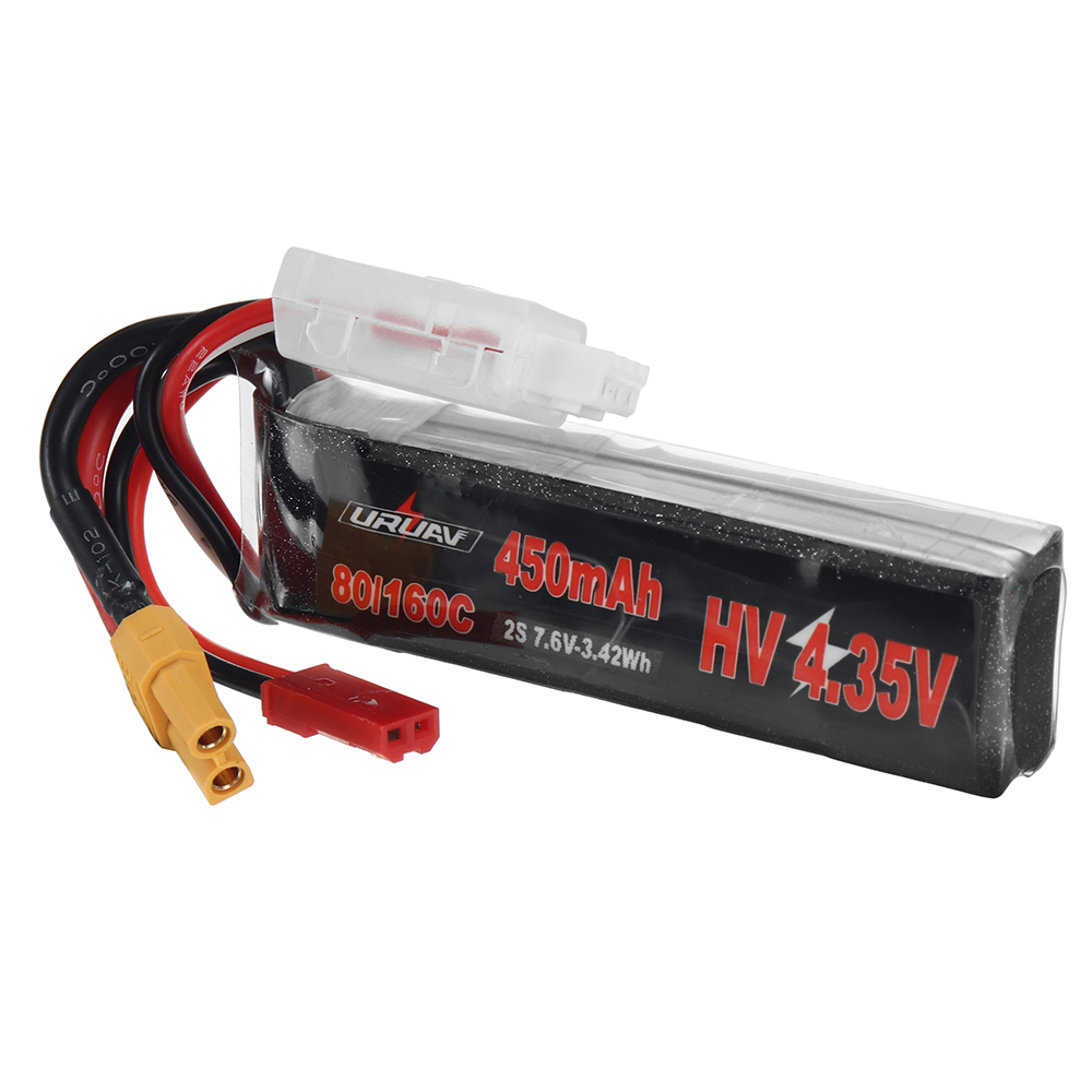 URUAV Power 7.6V 450mAh 80C/160C 2S HV LiPo Battery XT30 Plug for RC Drone