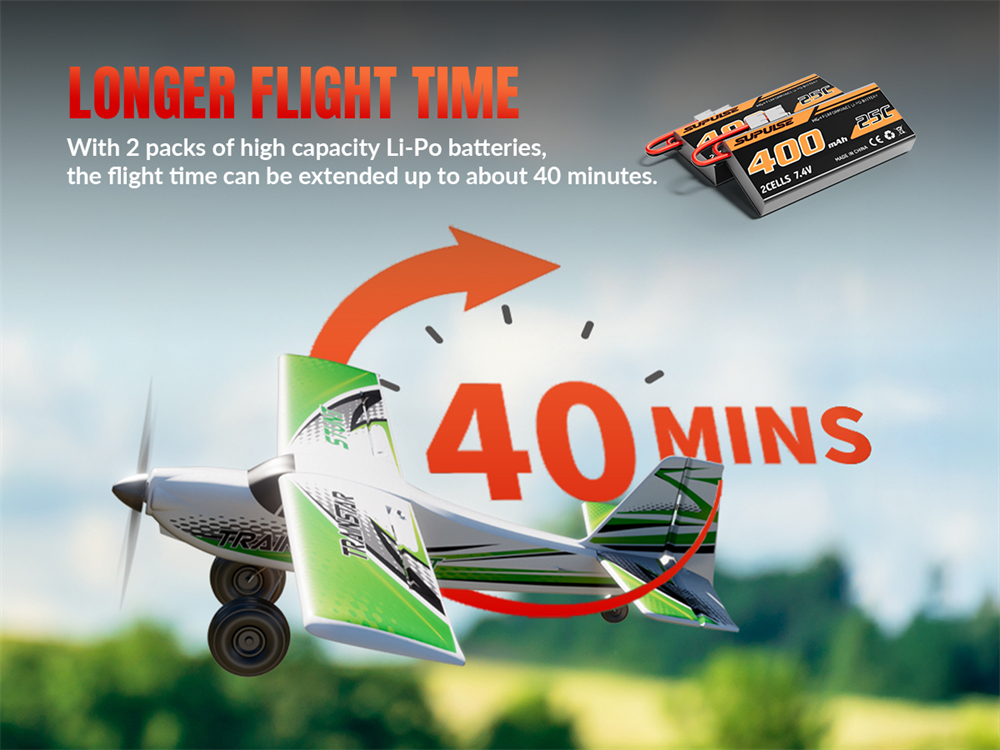 VolantexRC Trainstar Stunt 76804 500mm Wingspan 2.4G 4CH With 6-axis Gyro Brushless EPP RC Airplane Trainer Fixed Wing RTF