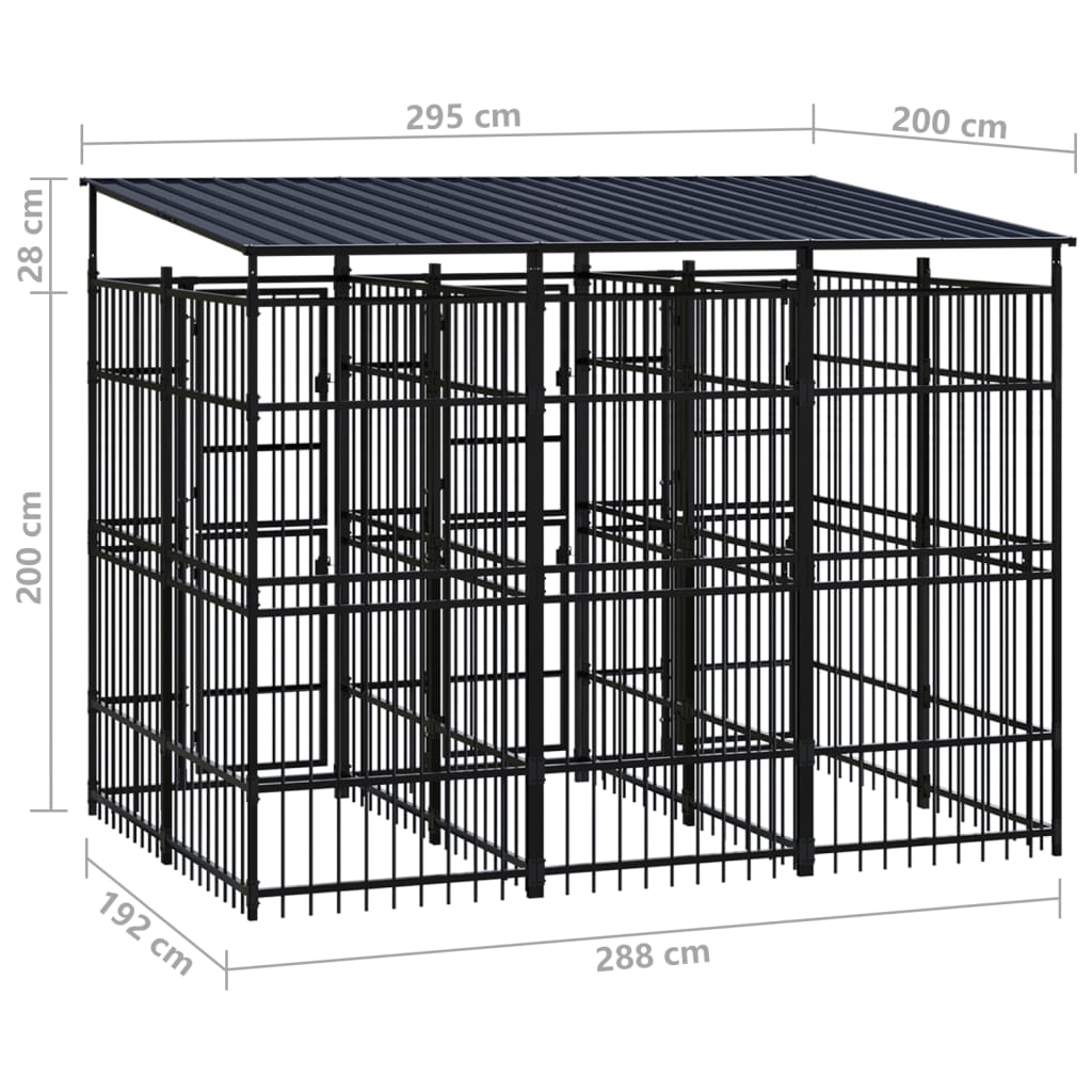 Outdoor Dog Kennel with Roof Steel 59.5 ft²