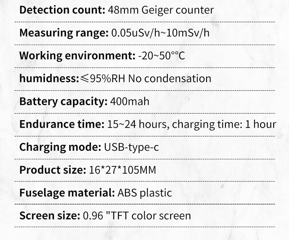 Advanced Nuclear Radiation Detector High Sensitivity 0.05uSv/h~10mSv/h Long Battery Life Customizable Alarm Real-Time Monitoring Compact Design